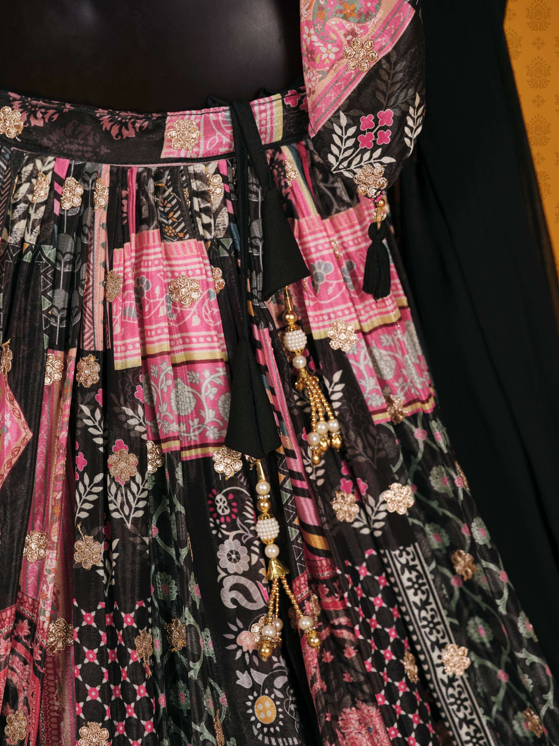 Black Multicolor in Chinnon Silk Royal and Heritage fabric Lehenga Choli wholesale in surat 7050 Black 